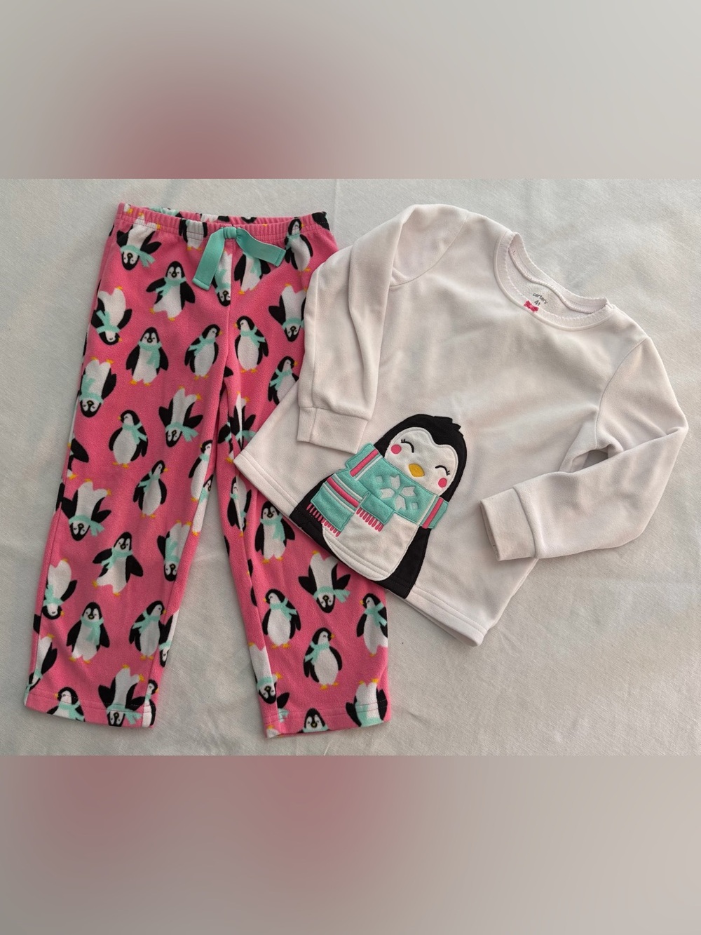 Carter's 4T Girls Winter Penguin Fleece Pajama Set